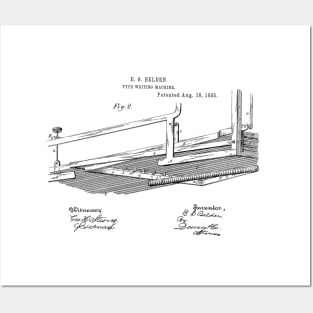 Type Writing Machine Vintage Retro Patent Hand Drawing Funny Novelty Gift Posters and Art